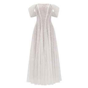 Esme White Off Shoulder Embellished Maxi Dress