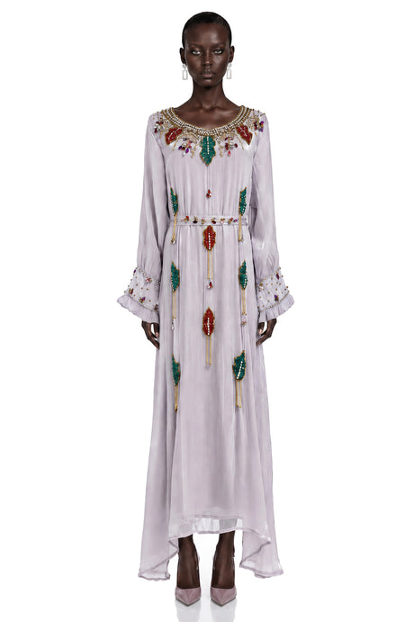 Gilda Maxi Dress Lavender Embroidered Long Sleeve