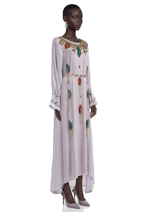 Gilda Maxi Dress Lavender Embroidered Long Sleeve