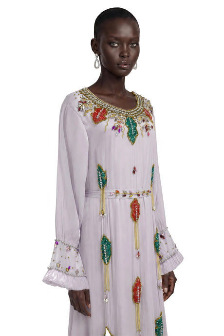 Gilda Maxi Dress Lavender Embroidered Long Sleeve