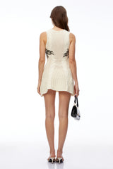 Etera Ivory Knit Lace Sleeveless Mini Dress