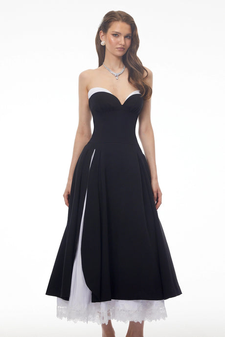 Dylan Maxi Dress Black Strapless Sweetheart