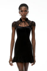 Eulalia Black CutOut Floral Lace Mini Dress