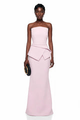 Eunice Pink Asymmetrical Mermaid Maxi Dress