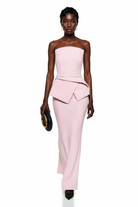 Raven Maxi Dress Pink Asymmetrical Mermaid