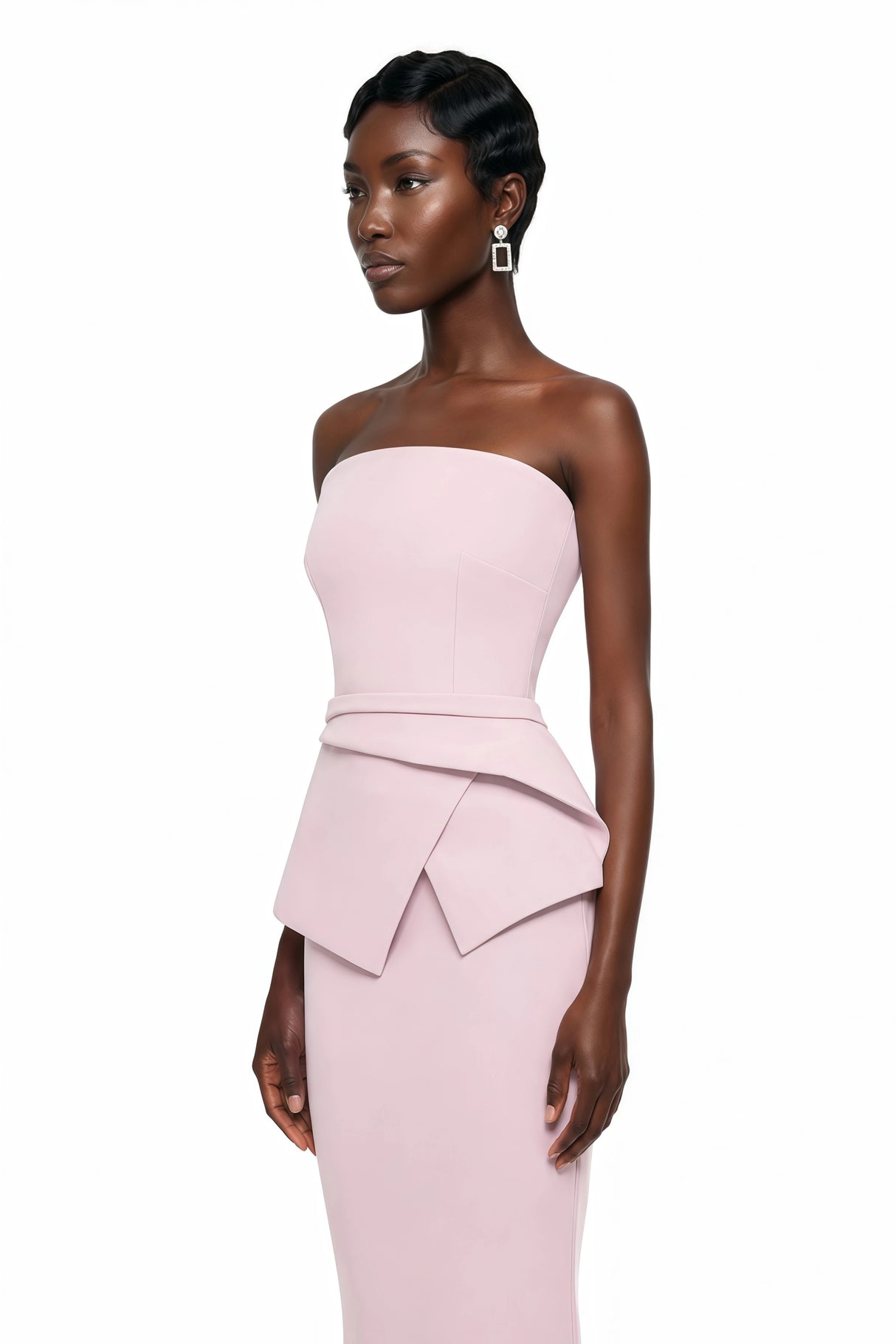 Eunice Pink Asymmetrical Mermaid Maxi Dress