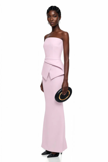 Raven Maxi Dress Pink Asymmetrical Mermaid