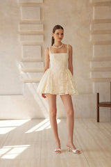 Euphemia Cream White Floral Lace Mini Dress