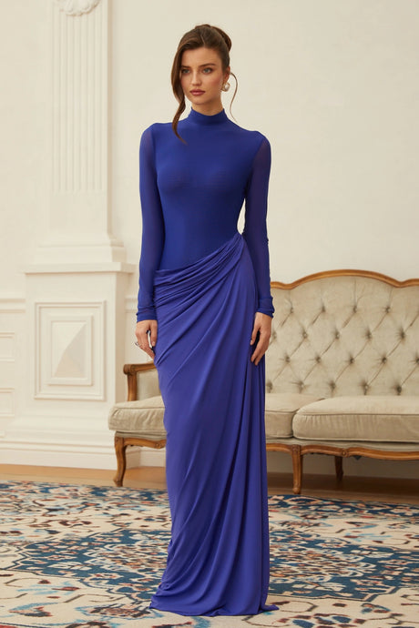 Zoe Maxi Dress Blue Draped Gathered