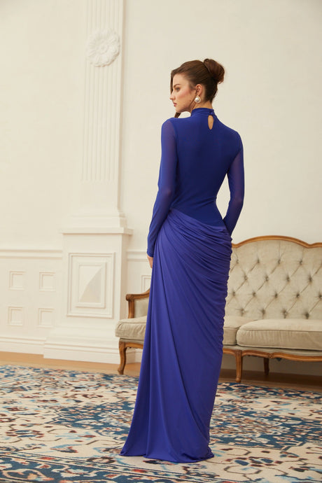 Zoe Maxi Dress Blue Draped Gathered