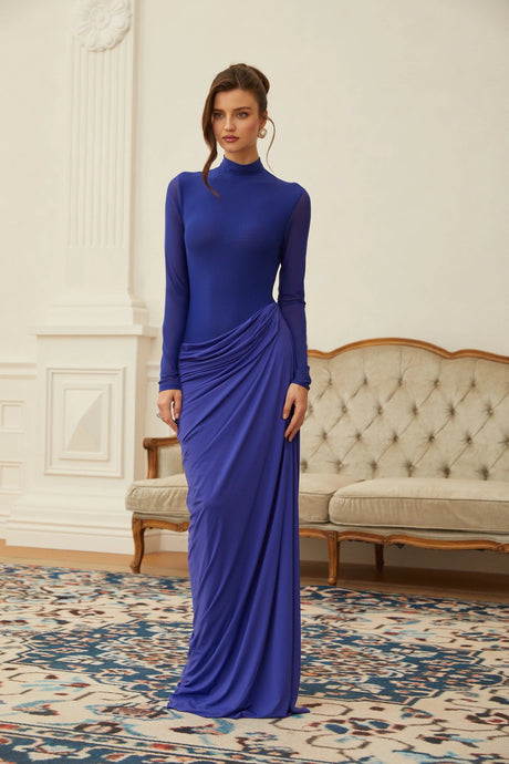 Zoe Maxi Dress Blue Draped Gathered