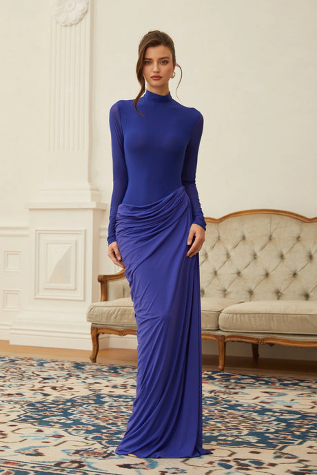 Zoe Maxi Dress Blue Draped Gathered