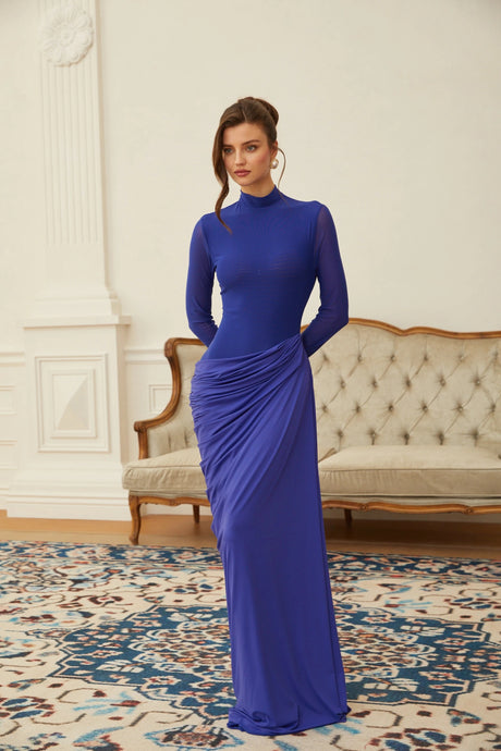Zoe Maxi Dress Blue Draped Gathered