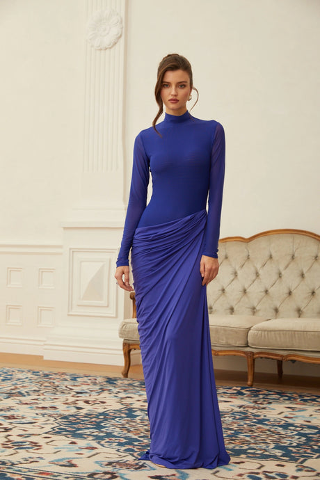 Zoe Maxi Dress Blue Draped Gathered