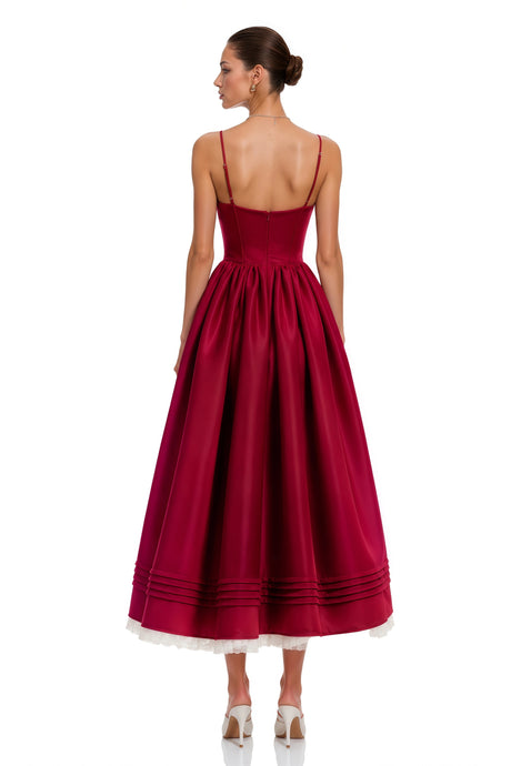 Filippa Maxi Dress Red Corset with Spaghetti Straps