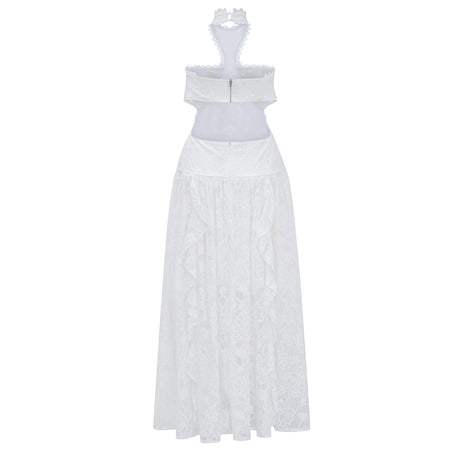 Kayleigh Maxi Dress White Halterneck Lace