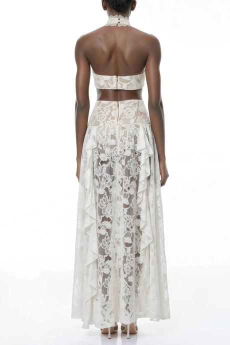 Kayleigh Maxi Dress White Halterneck Lace