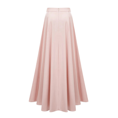 Nunzia Champagne Satin Top & Skirt Set With Cape Detail