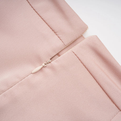 Everleigh Champagne Satin Top  Skirt Set With Cape Detail