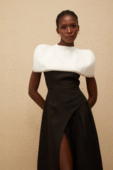 Fabienne Color Block Midi Dress with Embellished Shawl