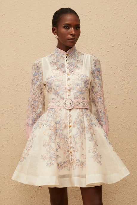 Valerie Mini Dress Neutral Floral Print