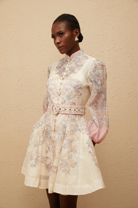 Valerie Mini Dress Neutral Floral Print