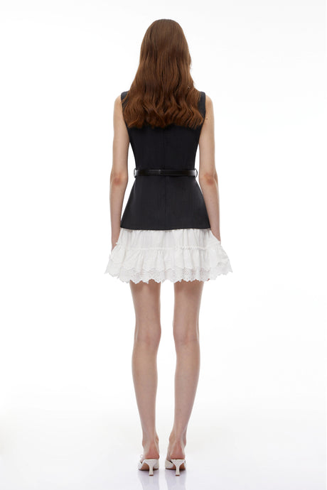 Edvige Mini Dress Black Color Block Ruffled