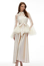 Fadila Neutral SemiSheer Blouse  Dress Set