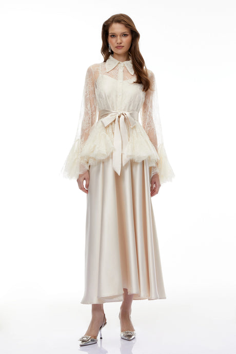 Serenity Dress Neutral Semi-Sheer Blouse & Set