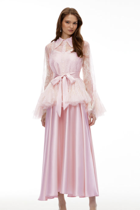 Gelsomina Dress Pink Semi-Sheer Blouse & Set