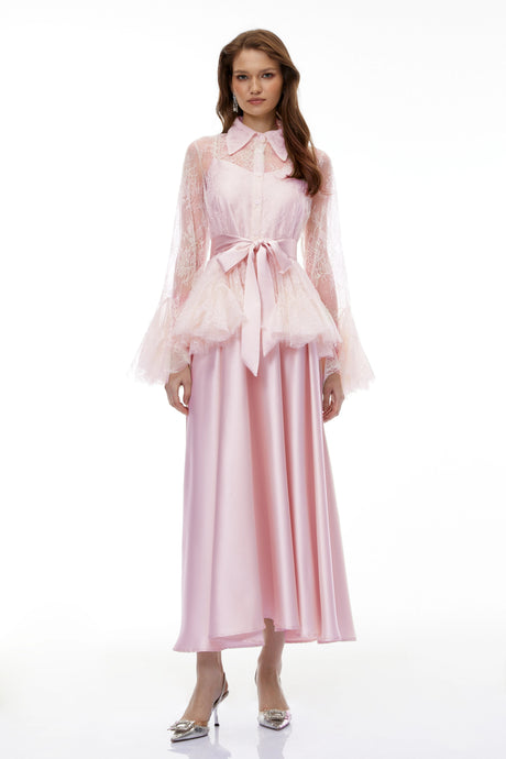 Gelsomina Dress Pink Semi-Sheer Blouse & Set