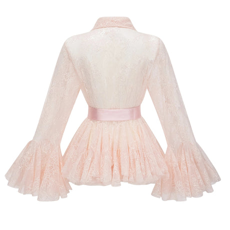 Gelsomina Dress Pink Semi-Sheer Blouse & Set