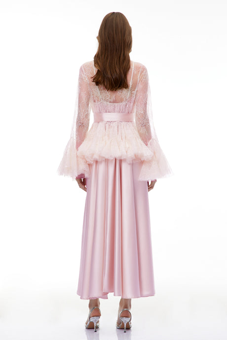 Gelsomina Dress Pink Semi-Sheer Blouse & Set