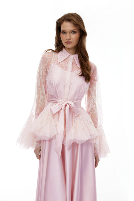 Gelsomina Dress Pink Semi-Sheer Blouse & Set