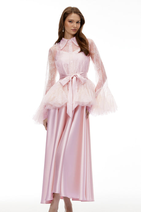 Gelsomina Dress Pink Semi-Sheer Blouse & Set