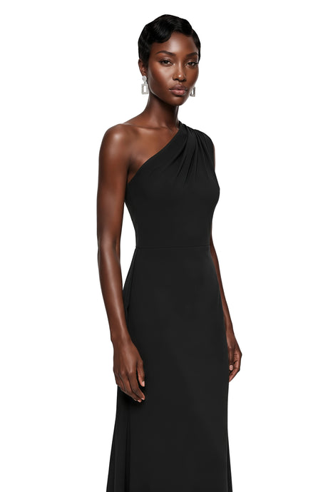 Agnolina Maxi Dress Black One Shoulder Bodycon