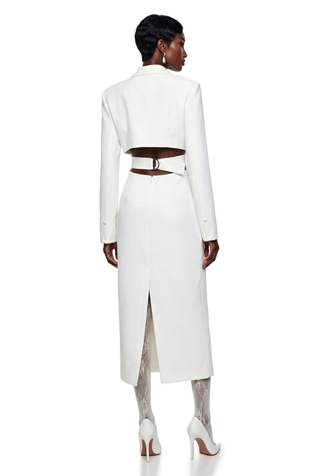 Frances Midi Dress White Blazer with Cut-Outs