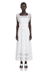 Farrah White CutOut Pleated Maxi Dress