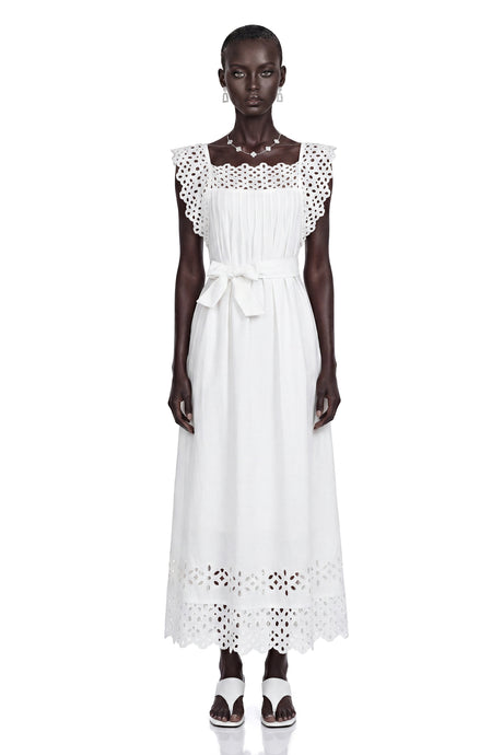 Vanessa Maxi Dress White Cut-Out Pleated