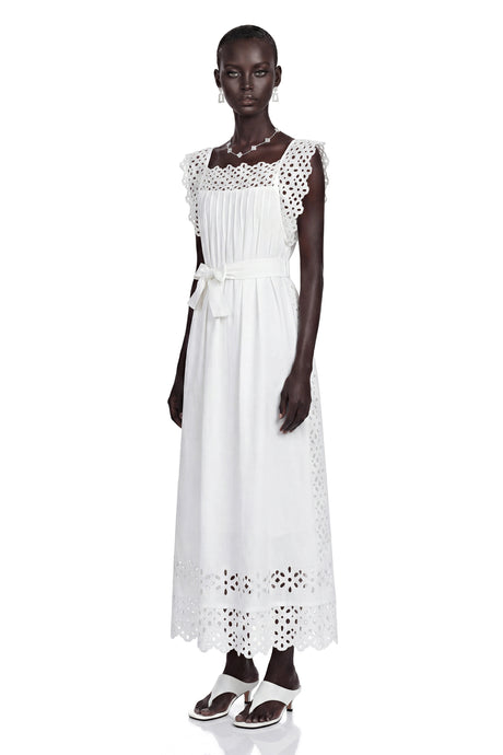 Vanessa Maxi Dress White Cut-Out Pleated