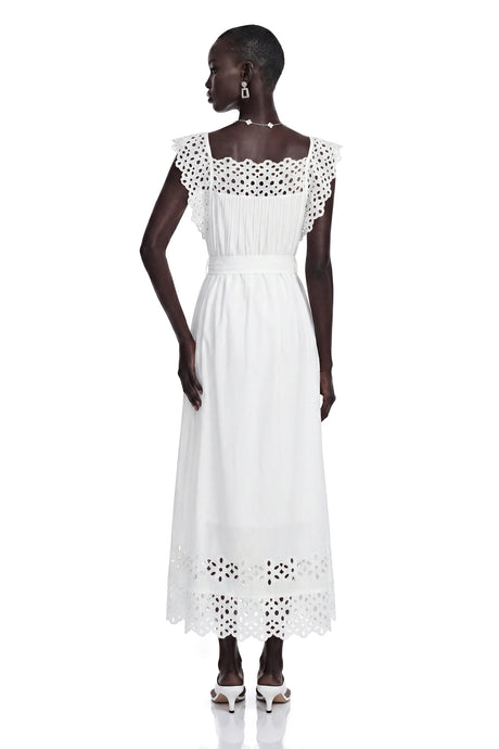 Vanessa Maxi Dress White Cut-Out Pleated