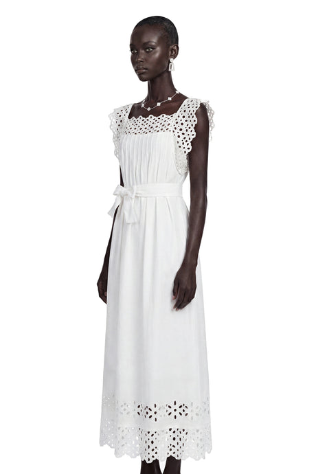 Vanessa Maxi Dress White Cut-Out Pleated
