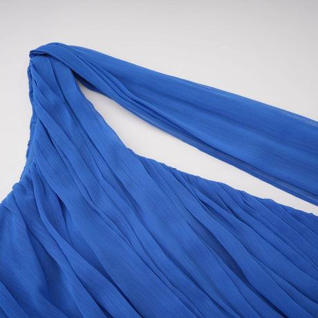 Lylah Maxi Dress Blue Cape Design Ruched