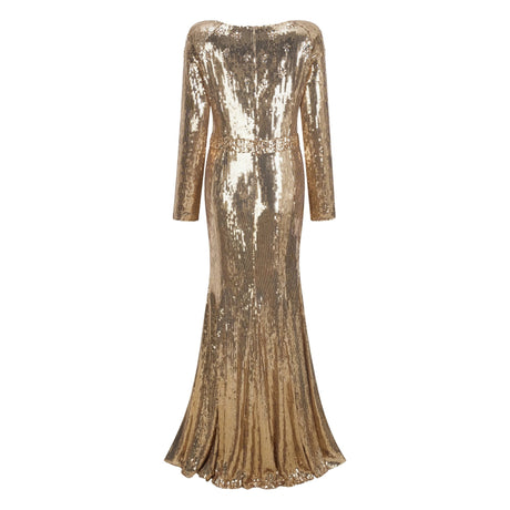 Pierina Maxi Dress Gold Train Sequined