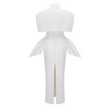 Felice White Structured Cape  Corset Dress Set