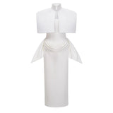 Felice White Structured Cape  Corset Dress Set