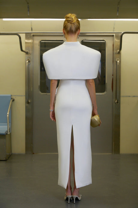 Amari Dress White Structured Cape & Corset Set
