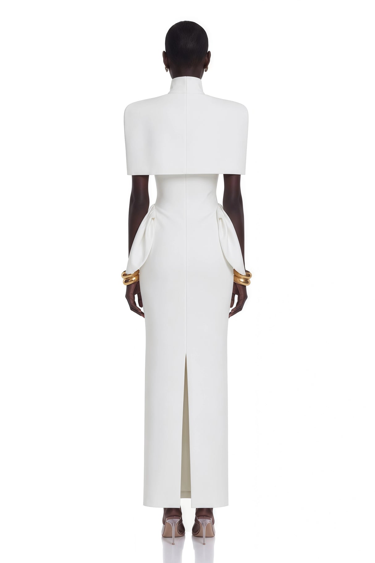Felice White Structured Cape  Corset Dress Set