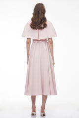 Felismina Pink Cape Midi Dress