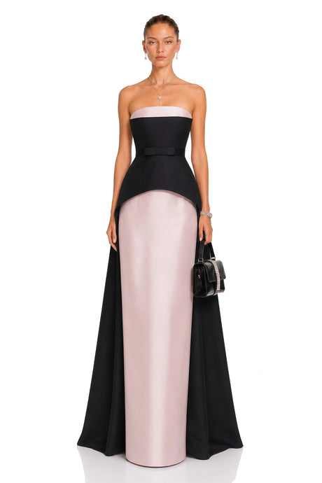 Madelyn Maxi Dress Pink Color Block Satin Set